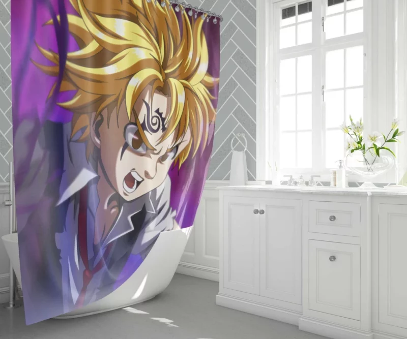 Meliodas Blonde Demon Anime Shower Curtain 1