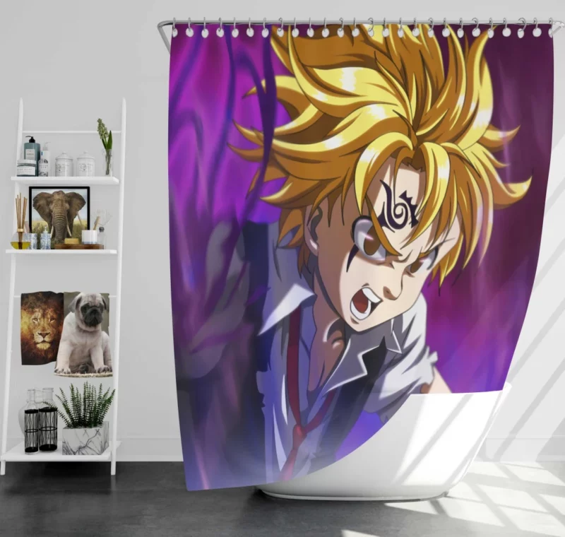 Meliodas Blonde Demon Anime Shower Curtain