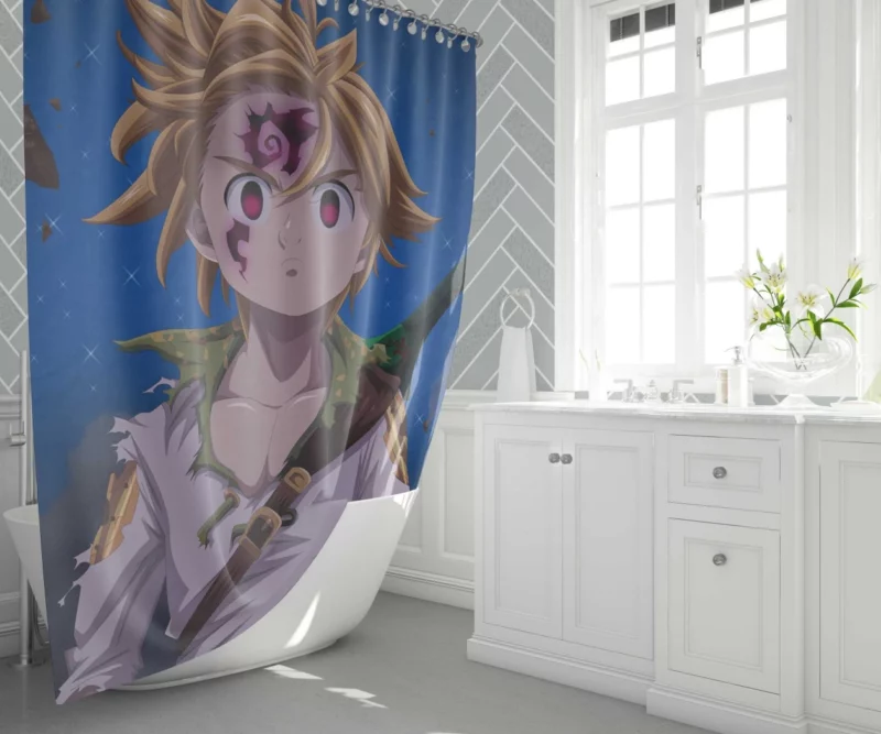 Meliodas Demon Blood Awakening Anime Shower Curtain 1