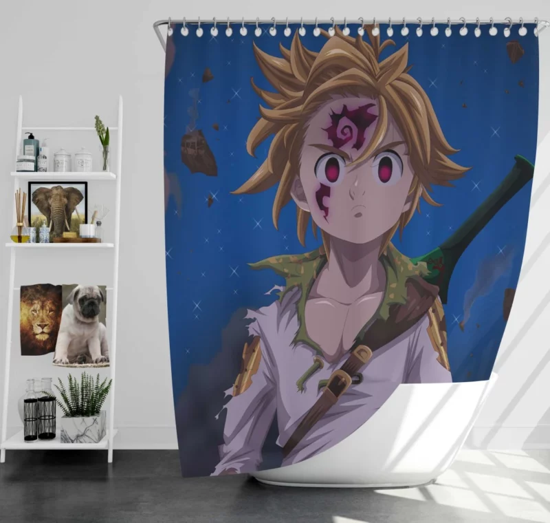 Meliodas Demon Blood Awakening Anime Shower Curtain