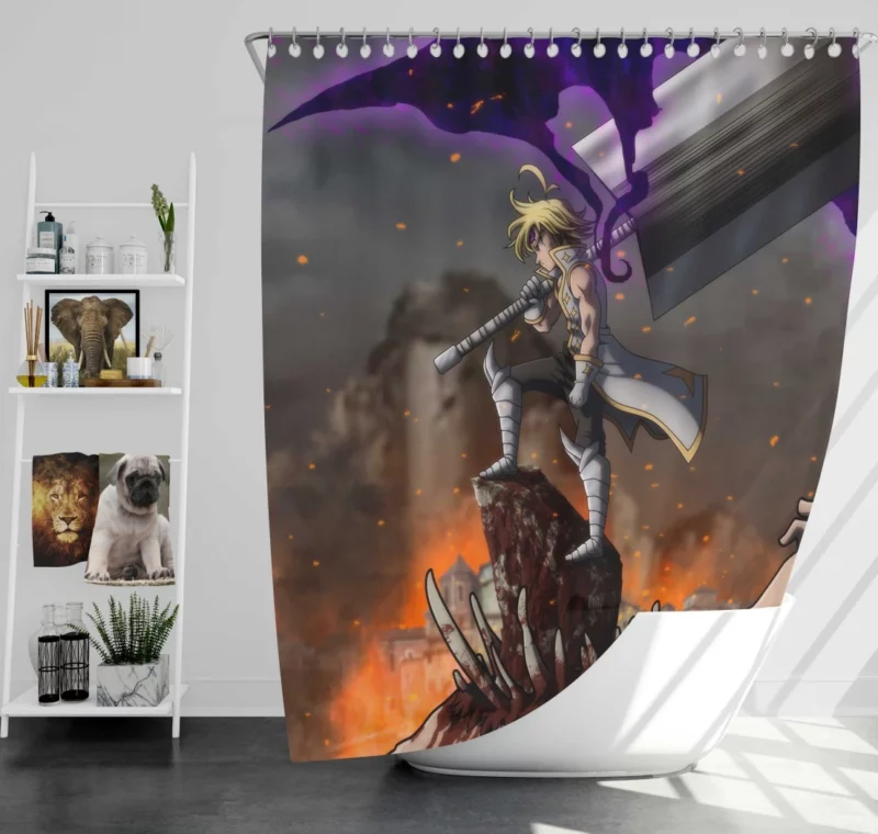 Meliodas Demon King Cursed Bond Anime Shower Curtain