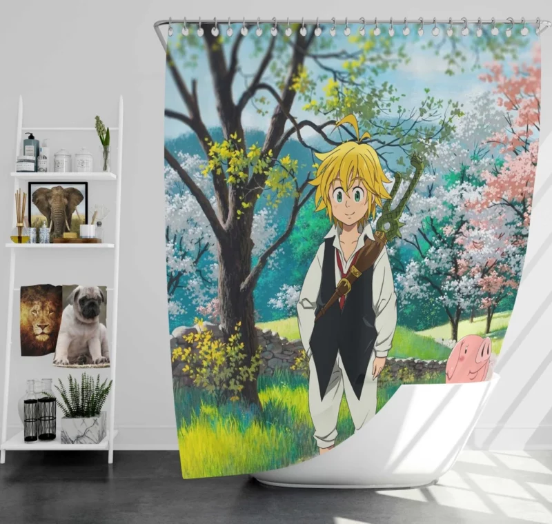 Meliodas & Hawk Lively Duo Anime Shower Curtain