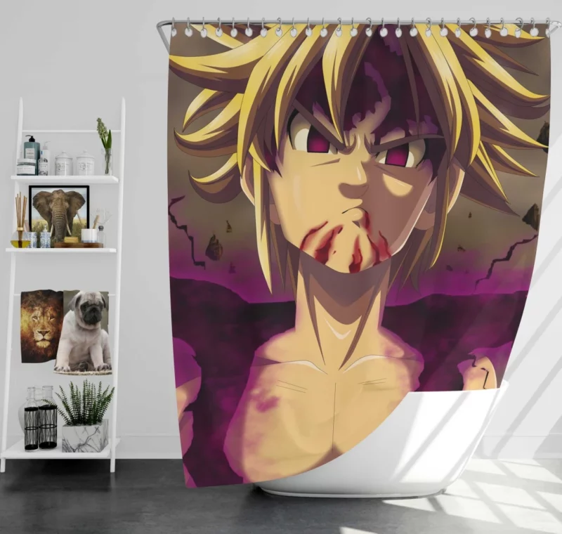 Meliodas Unstoppable Warrior Anime Shower Curtain