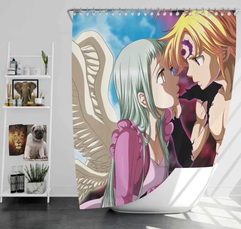 Meliodas and Elizabeth Fateful Bond Anime Shower Curtain