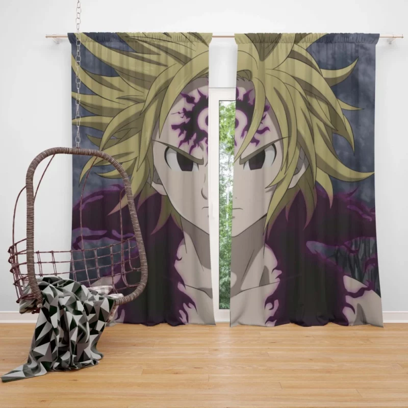 Meliodas and Zeldris Sibling Rivalry Anime Curtain