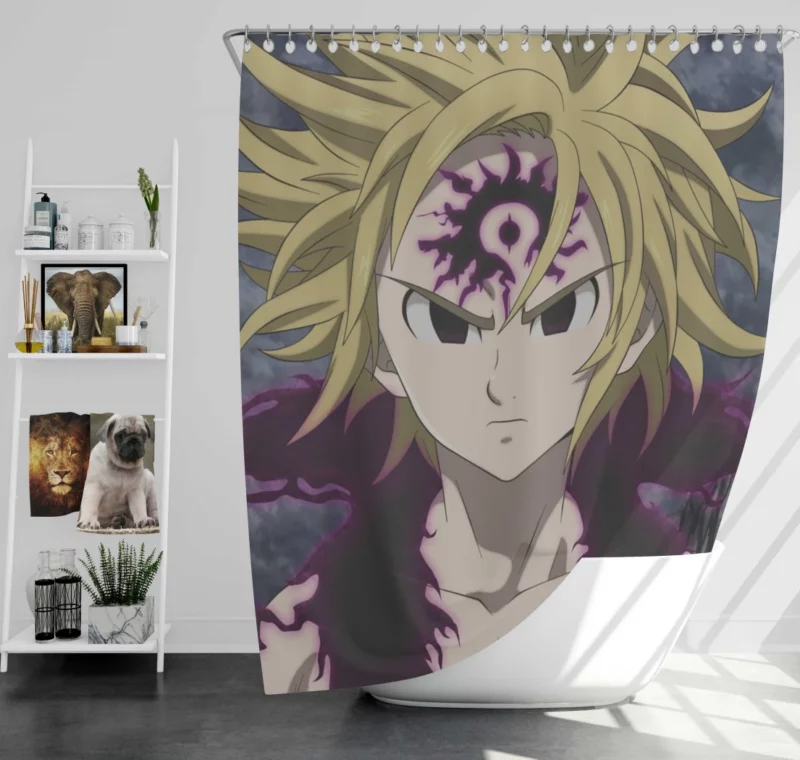 Meliodas and Zeldris Sibling Rivalry Anime Shower Curtain