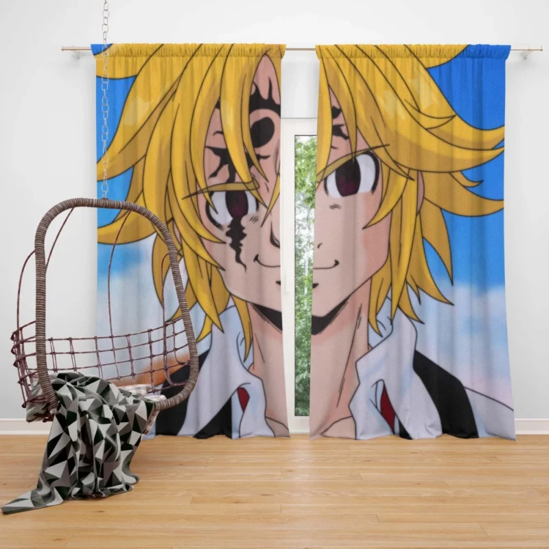 Meliodas in Classic Anime Style Curtain