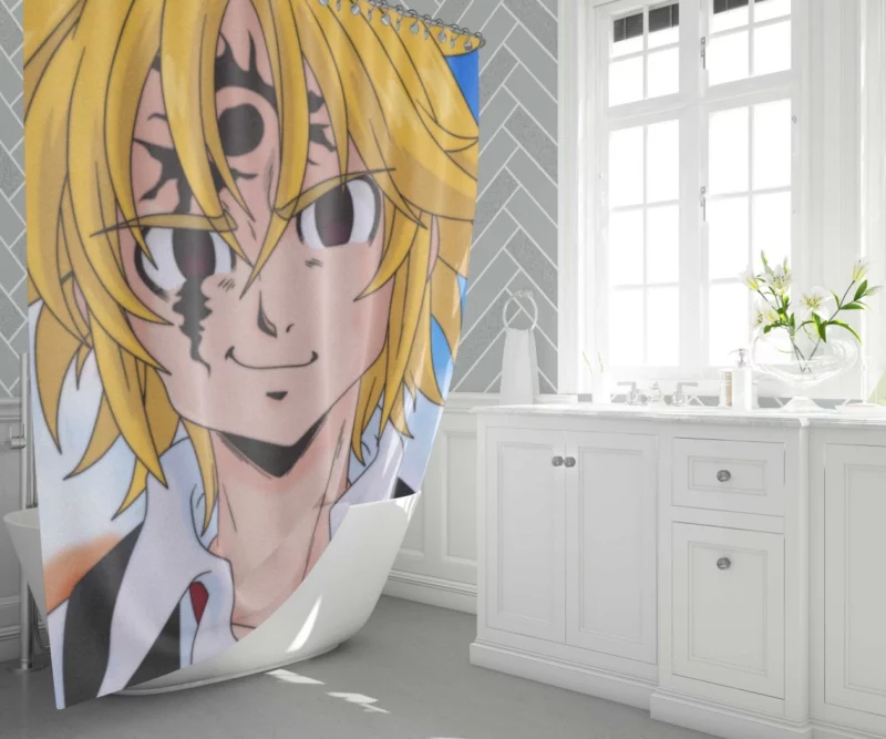 Meliodas in Classic Anime Style Shower Curtain 1