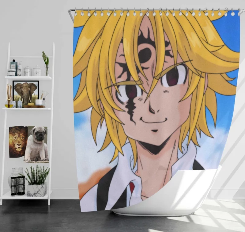 Meliodas in Classic Anime Style Shower Curtain