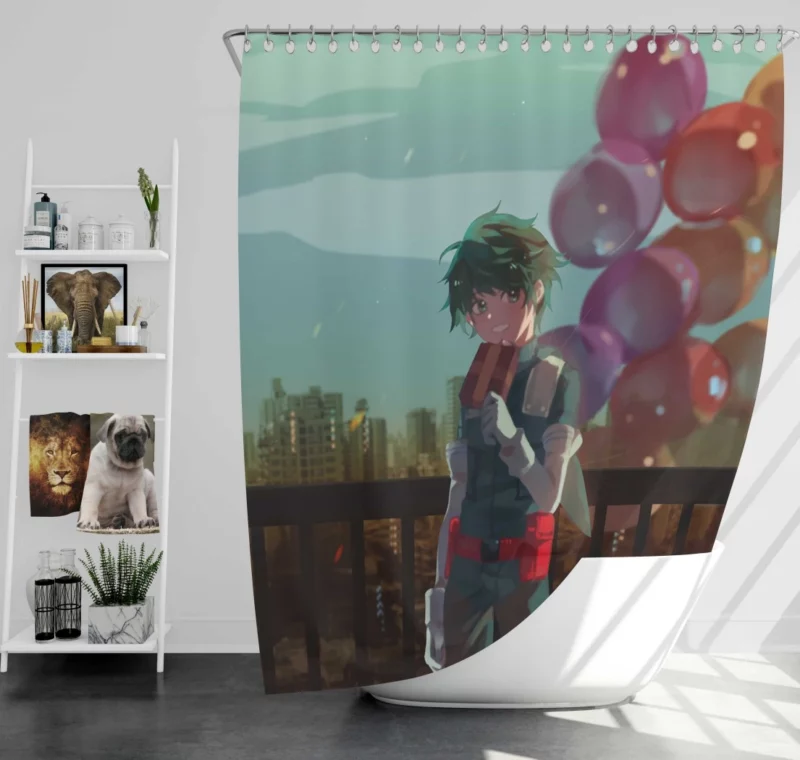 Midoriya Emblem of Hope Anime Shower Curtain