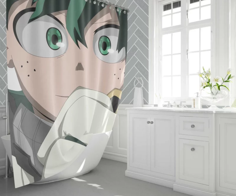 Midoriya Hero in Training Anime Shower Curtain 1