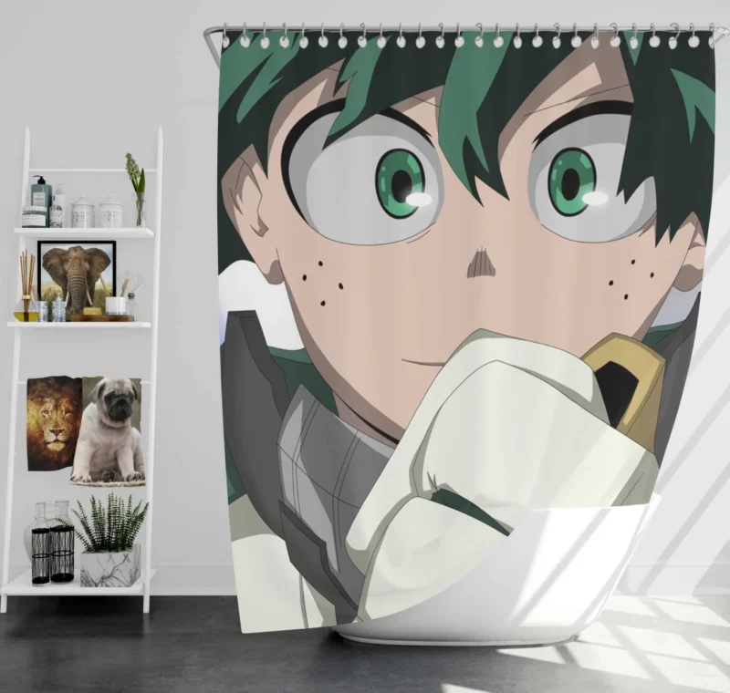 Midoriya Hero in Training Anime Shower Curtain