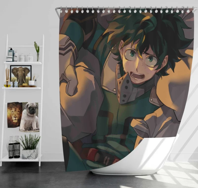 Midoriya Heroic Ascent Anime Shower Curtain