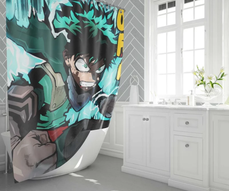 Midoriya Heroic Destiny Anime Shower Curtain 1