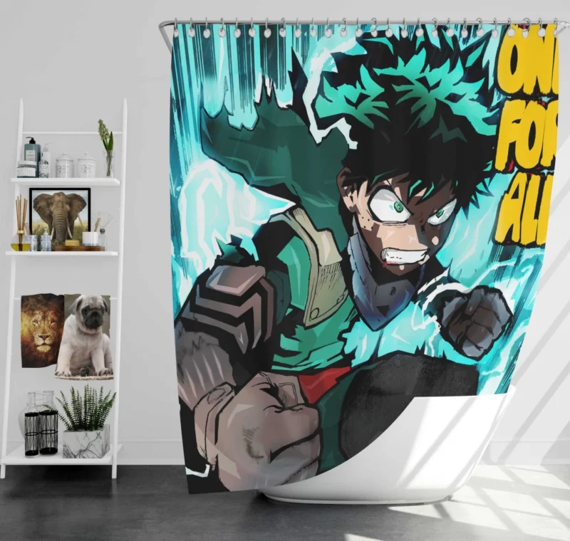 Midoriya Heroic Destiny Anime Shower Curtain