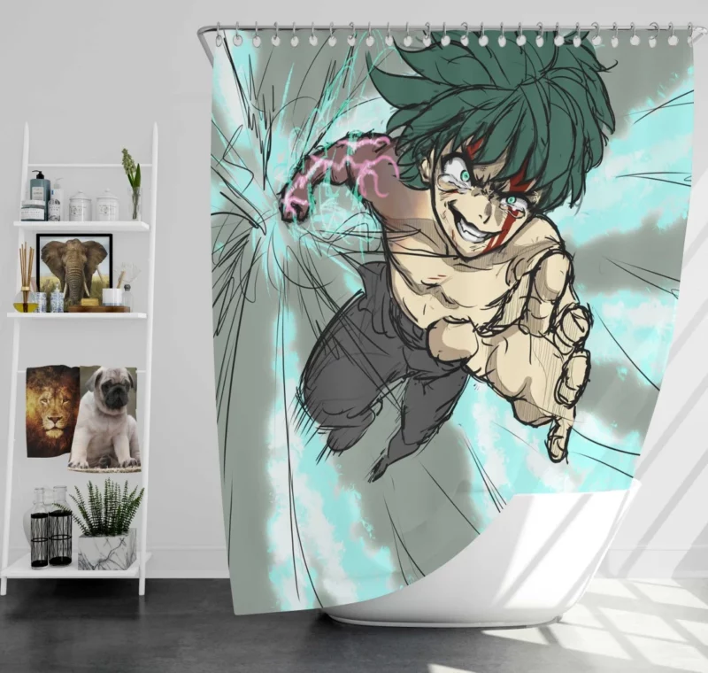 Midoriya Heroic Endeavor Anime Shower Curtain