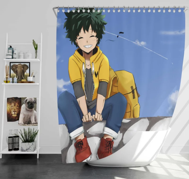 Midoriya Heroic Odyssey Anime Shower Curtain