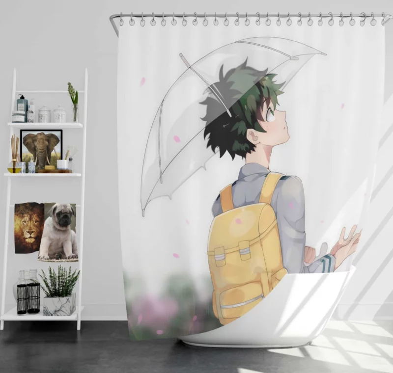 Midoriya Power of One For All Anime Shower Curtain