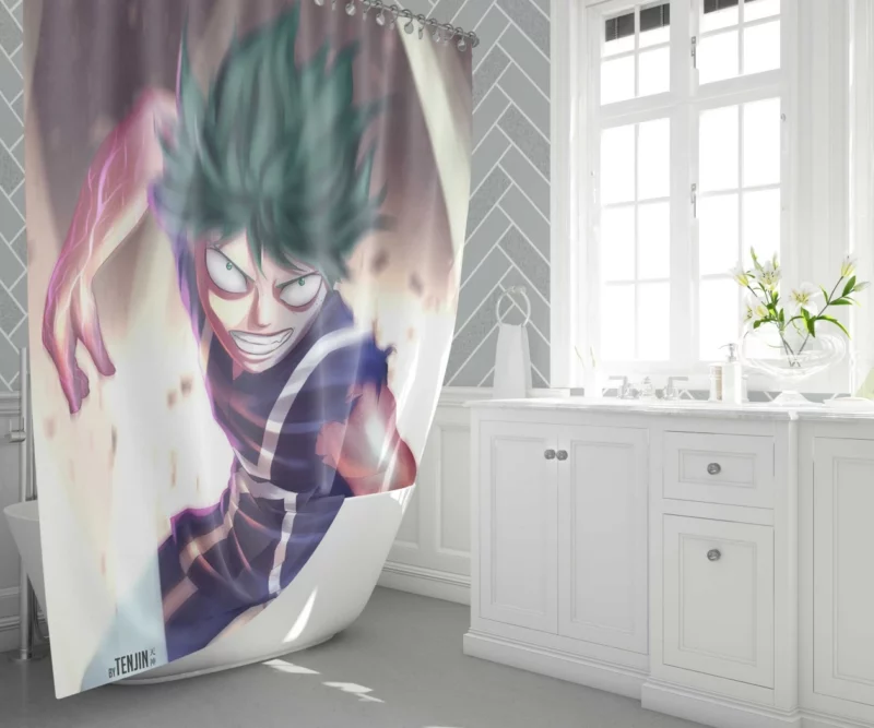 Midoriya Rise to Heroism Anime Shower Curtain 1