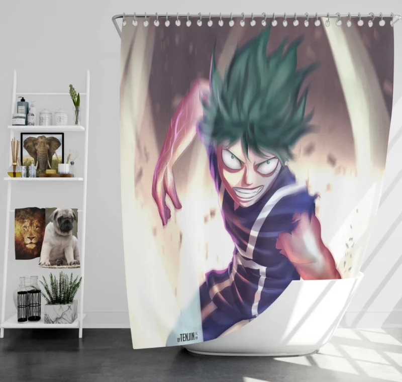 Midoriya Rise to Heroism Anime Shower Curtain