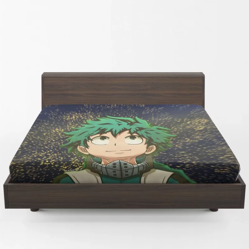 Midoriya Rising to Greatness Anime Fitted Sheet 1