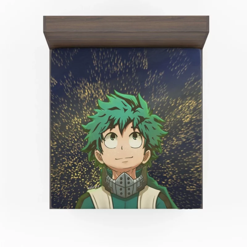 Midoriya Rising to Greatness Anime Fitted Sheet