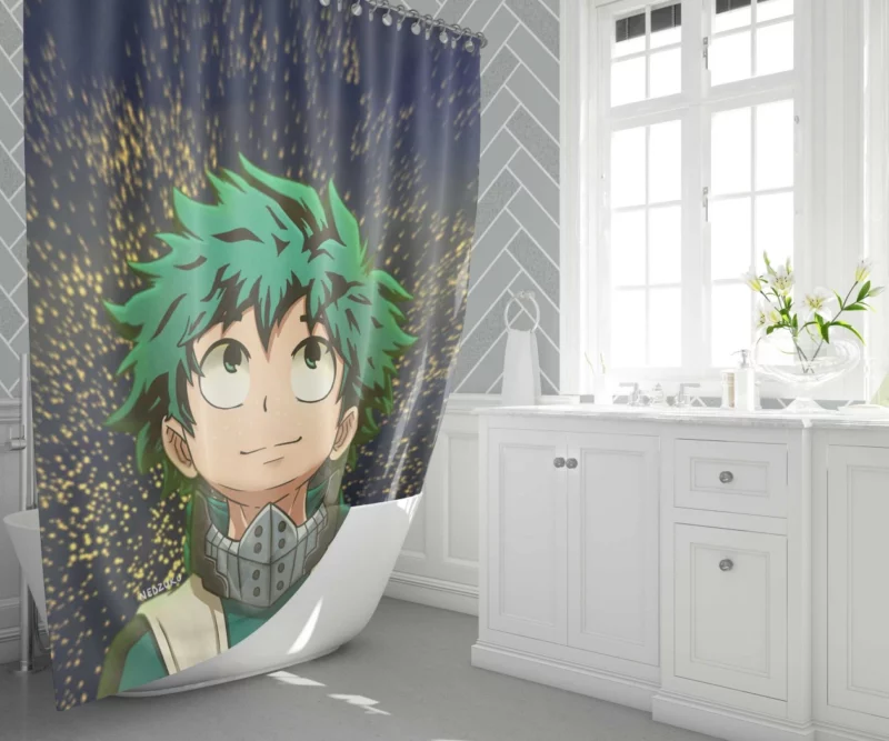 Midoriya Rising to Greatness Anime Shower Curtain 1