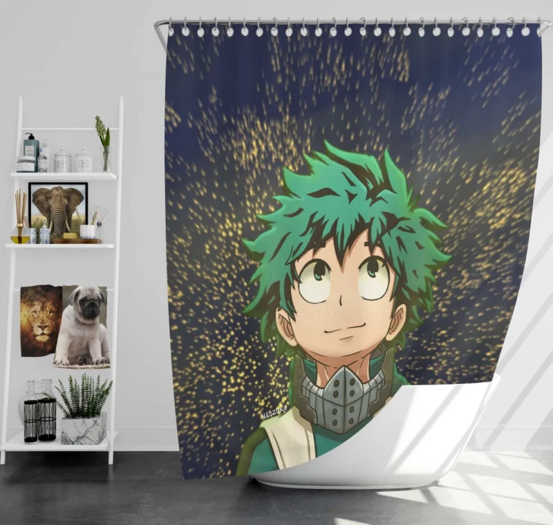 Midoriya Rising to Greatness Anime Shower Curtain