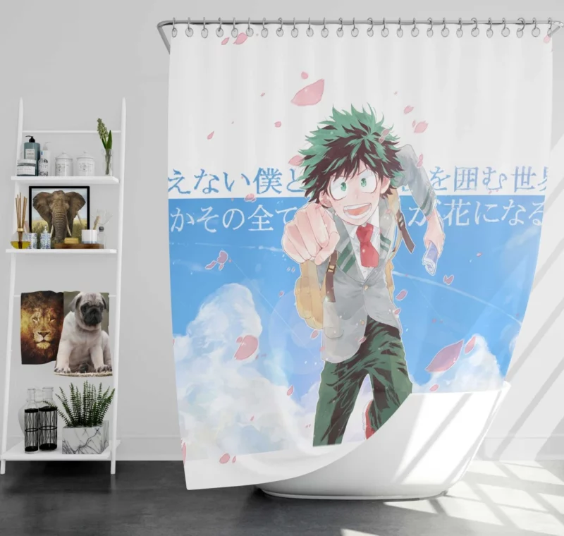 Midoriya Road to Hero Anime Shower Curtain