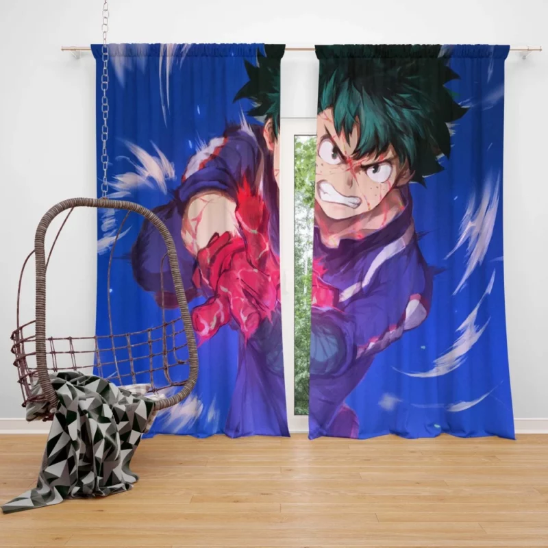 Midoriya Shaping a Hero Anime Curtain