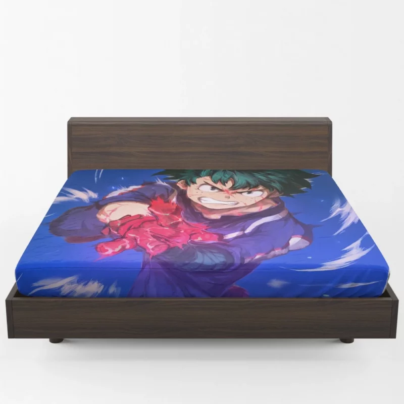 Midoriya Shaping a Hero Anime Fitted Sheet 1