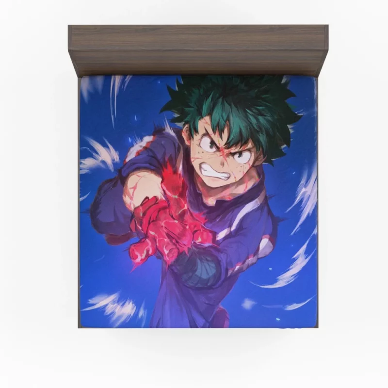 Midoriya Shaping a Hero Anime Fitted Sheet