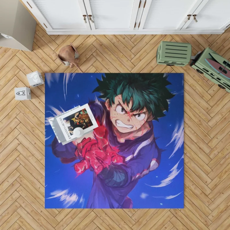 Midoriya Shaping a Hero Anime Rug