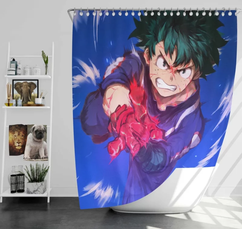 Midoriya Shaping a Hero Anime Shower Curtain