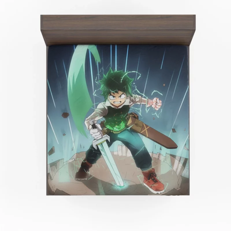 Midoriya Unfolding Hero Tale Anime Fitted Sheet