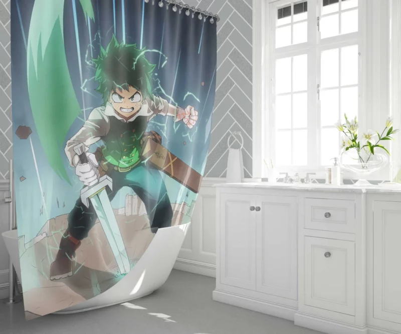 Midoriya Unfolding Hero Tale Anime Shower Curtain 1