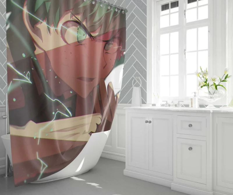 Midoriya Unleash Your Power Anime Shower Curtain 1