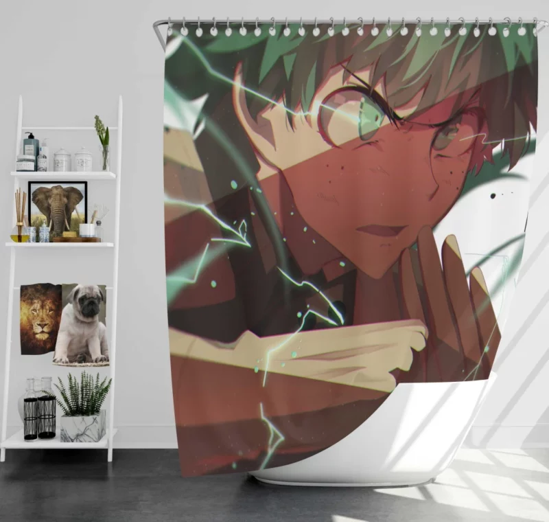 Midoriya Unleash Your Power Anime Shower Curtain