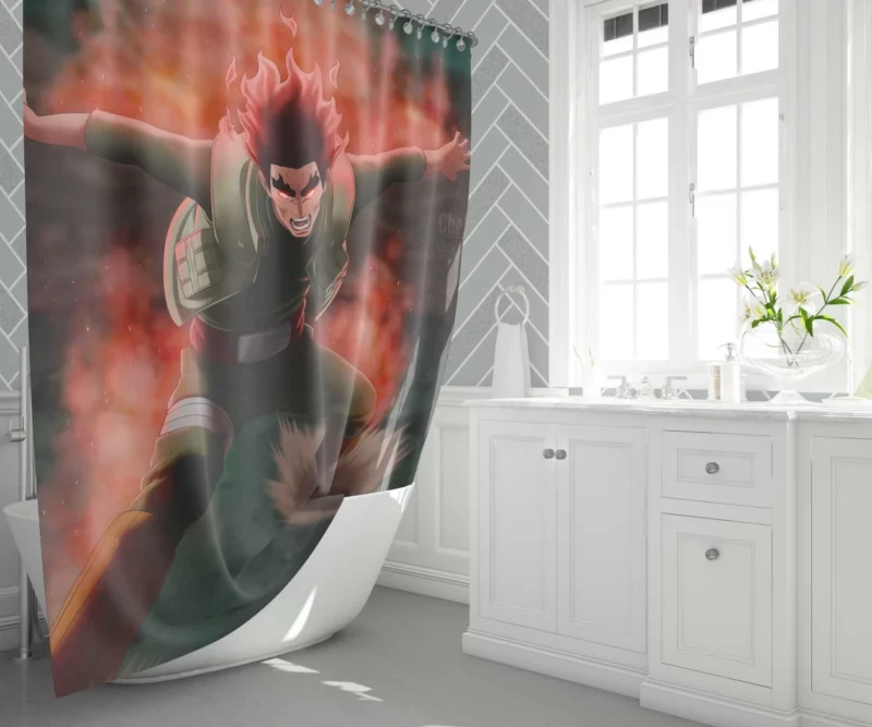 Might Guy Power Unleashed Anime Shower Curtain 1