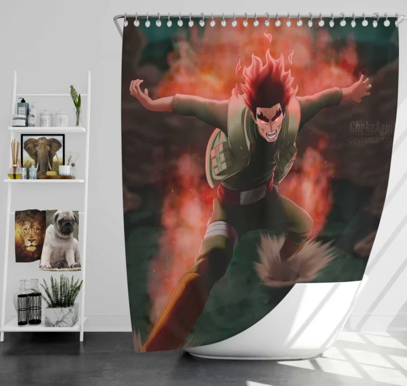 Might Guy Power Unleashed Anime Shower Curtain
