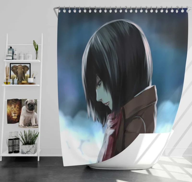 Mikasa Ackerman Anime Attack On Titan Shower Curtain