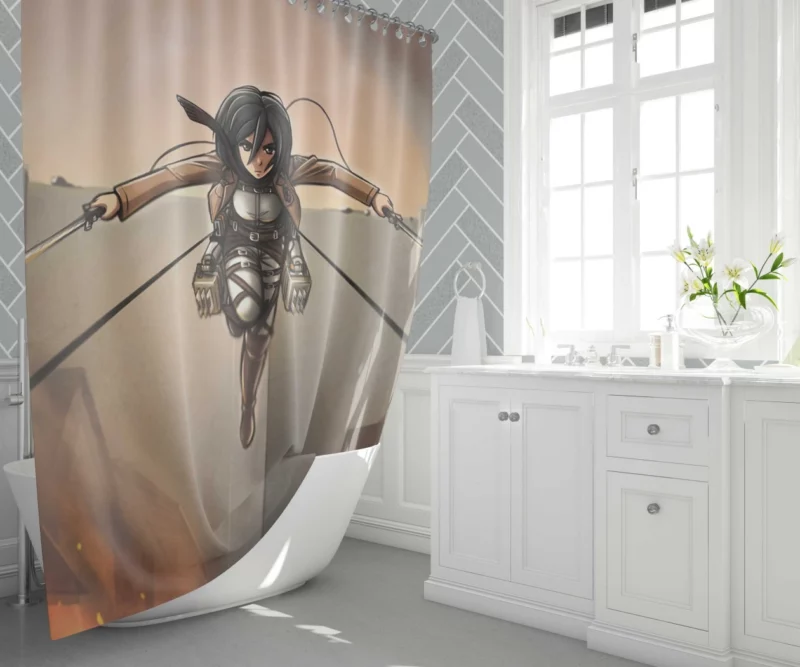 Mikasa Ackerman Anime Series Shower Curtain 1