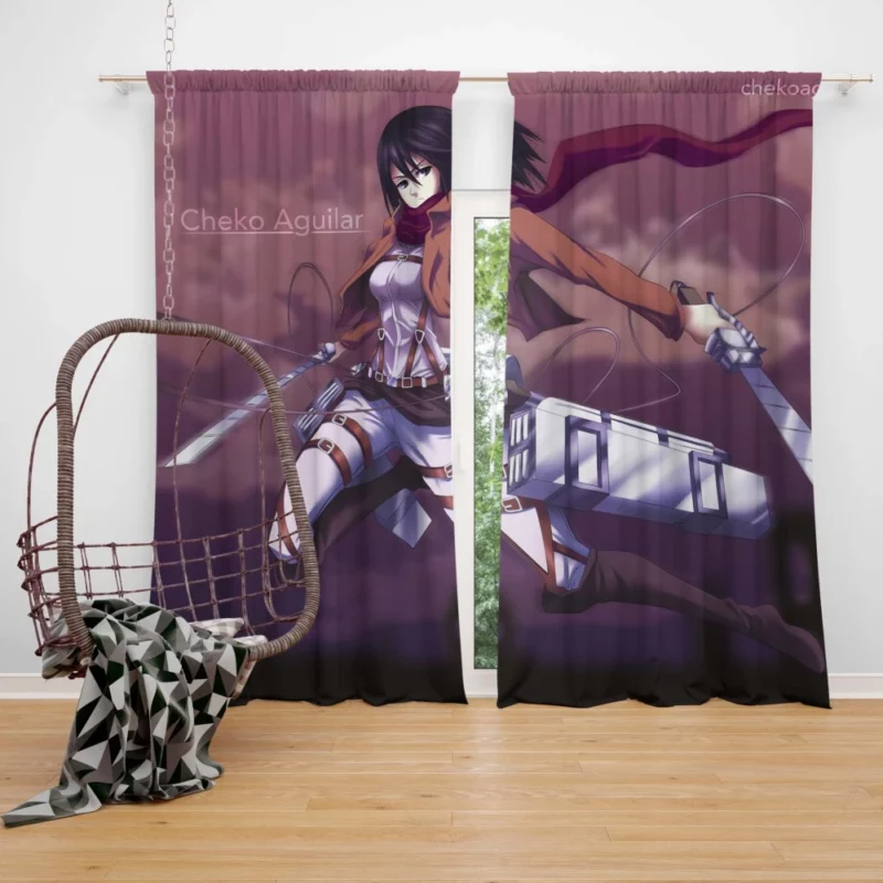 Mikasa Ackerman Blades of Freedom Anime Curtain