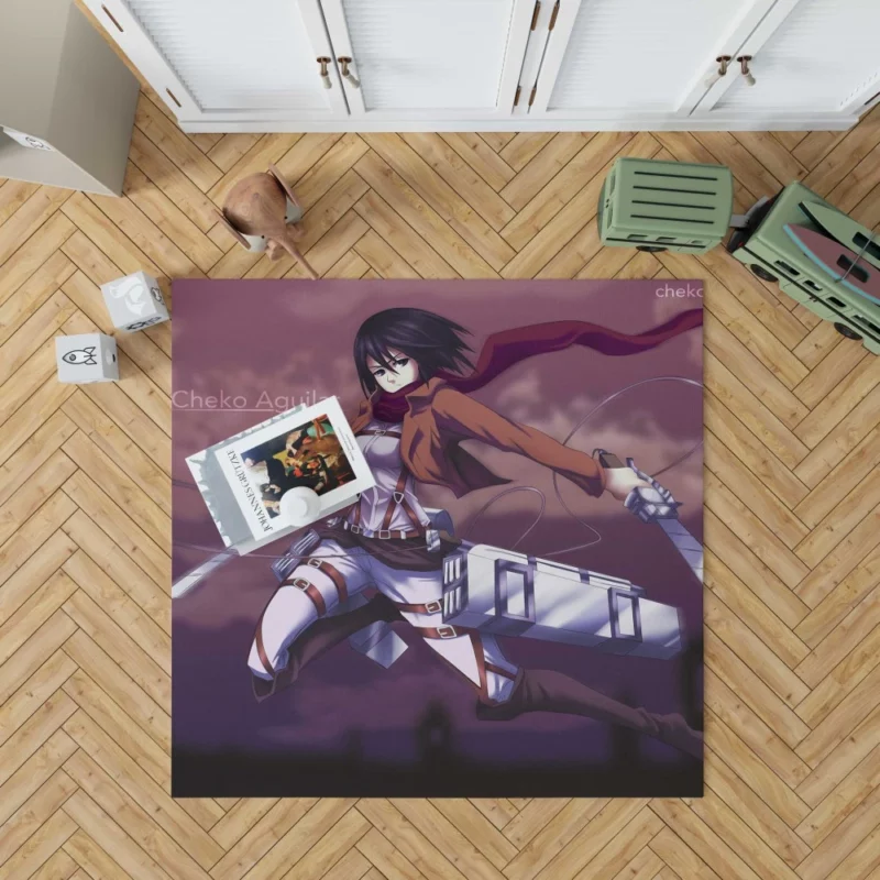 Mikasa Ackerman Blades of Freedom Anime Rug