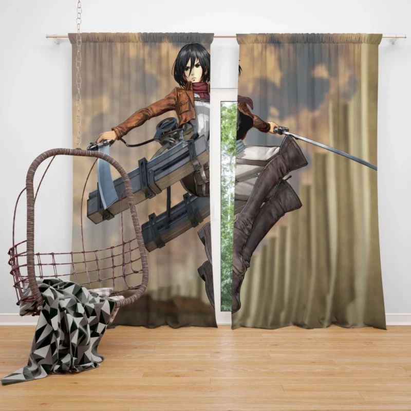 Mikasa Ackerman Cutting Edge Anime Curtain