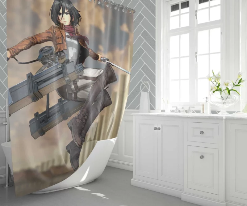 Mikasa Ackerman Cutting Edge Anime Shower Curtain 1