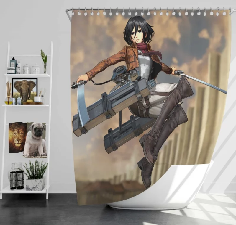 Mikasa Ackerman Cutting Edge Anime Shower Curtain