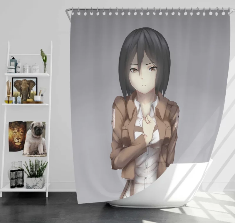 Mikasa Ackerman Deadly Precision Anime Shower Curtain