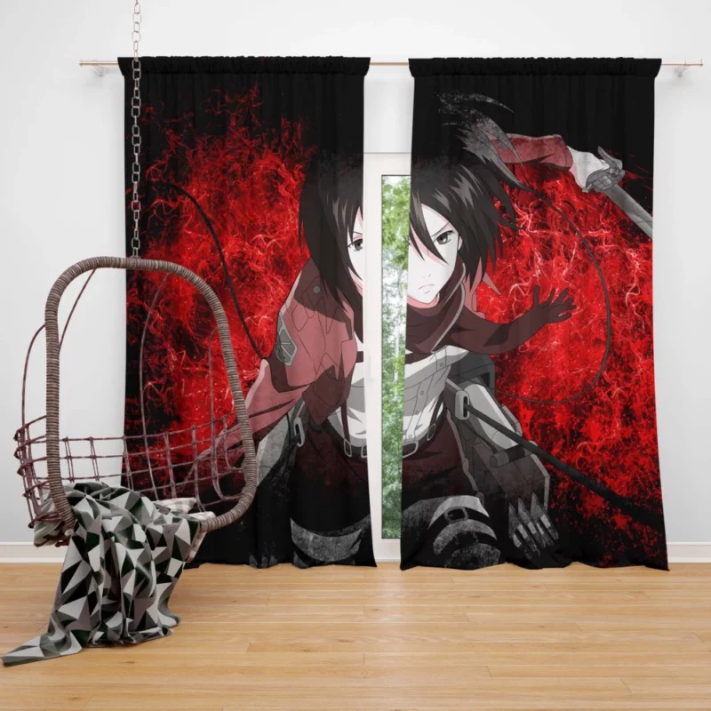 Mikasa Ackerman Eternal Protector Anime Curtain