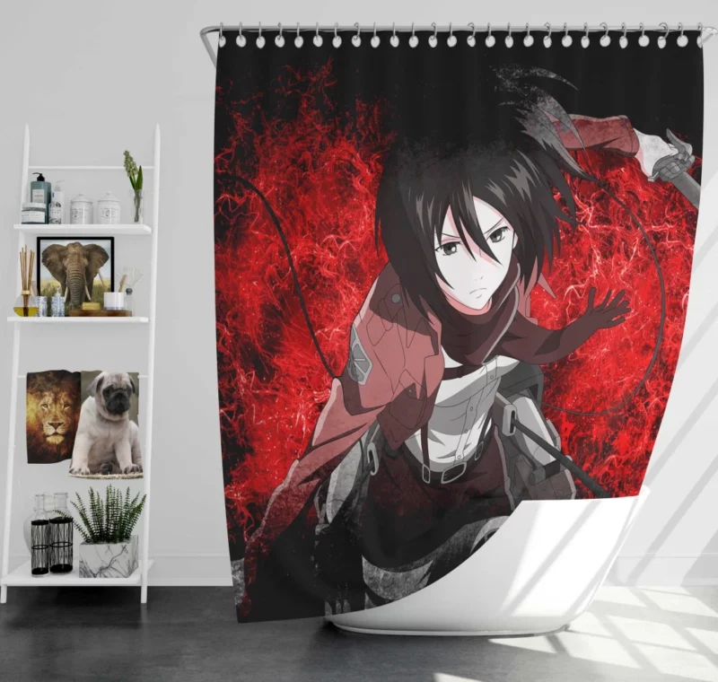 Mikasa Ackerman Eternal Protector Anime Shower Curtain